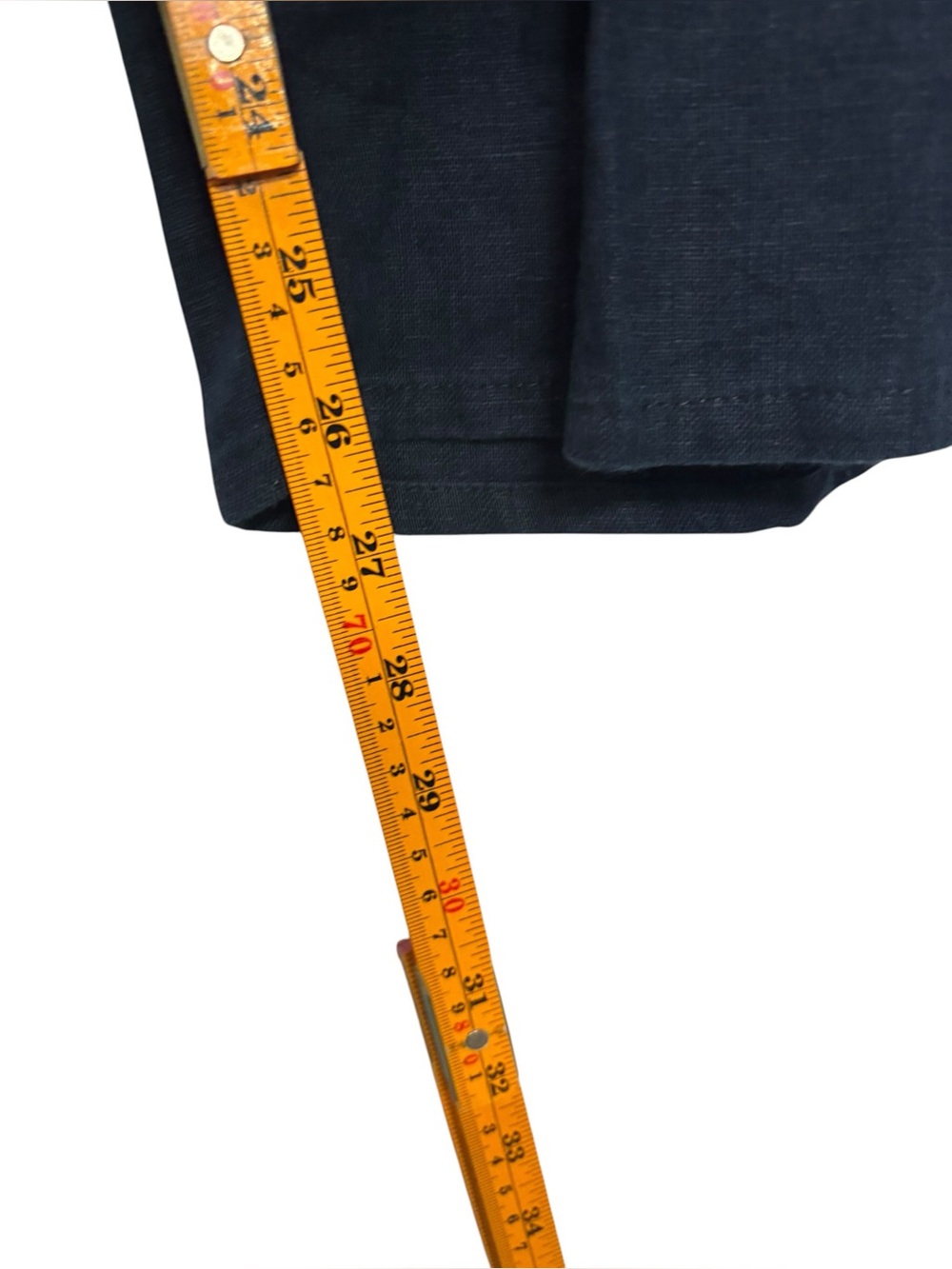 Flax Women’s Linen Navy Elastic Waist Cropped Pants Medium Lagenlook Minimalist - Picture 9 of 9